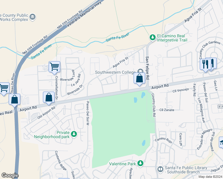 map of restaurants, bars, coffee shops, grocery stores, and more near in Santa Fe County