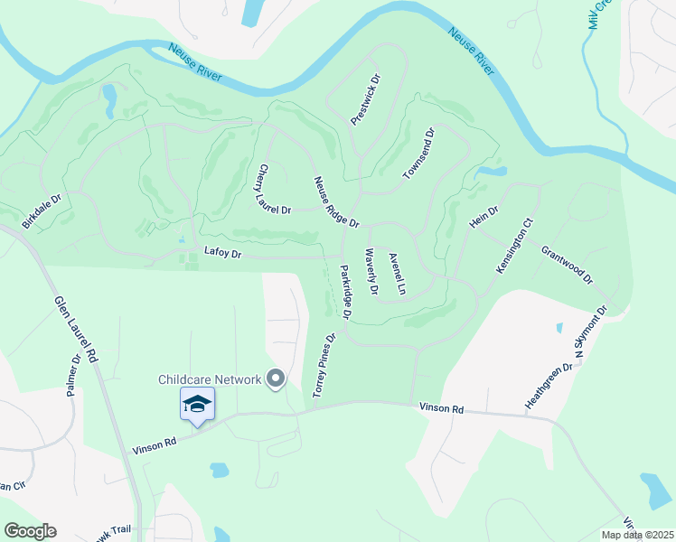 map of restaurants, bars, coffee shops, grocery stores, and more near 315 Parkridge Drive in Clayton