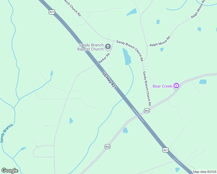 map of restaurants, bars, coffee shops, grocery stores, and more near 6998 U.S. 421 in Bear Creek