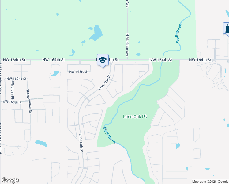 map of restaurants, bars, coffee shops, grocery stores, and more near 4616 Northwest 162nd Court in Edmond