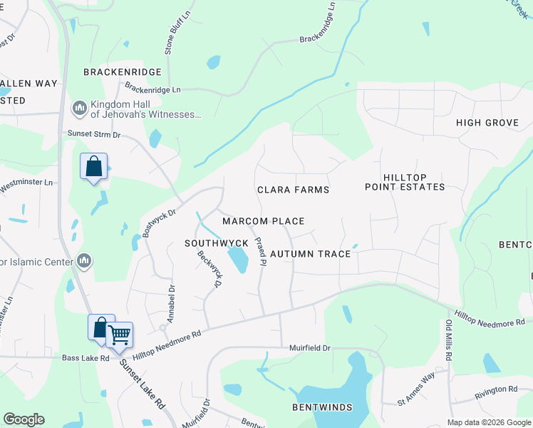 map of restaurants, bars, coffee shops, grocery stores, and more near 5249 Linwick Drive in Fuquay-Varina