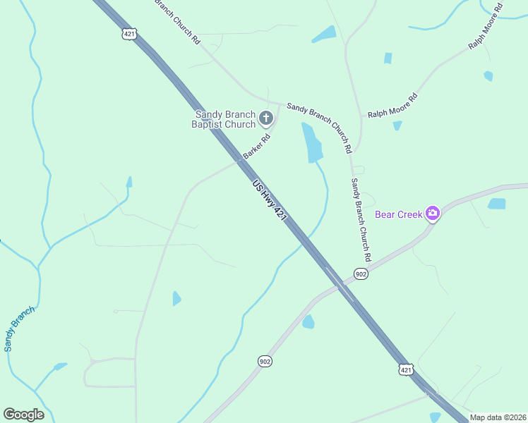 map of restaurants, bars, coffee shops, grocery stores, and more near 6998 U.S. 421 in Bear Creek