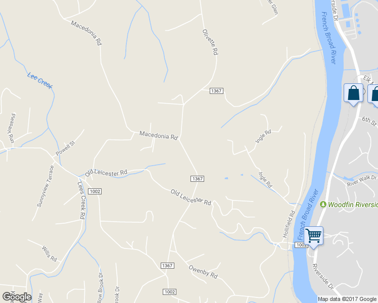 map of restaurants, bars, coffee shops, grocery stores, and more near 385 Olivette Road in Asheville