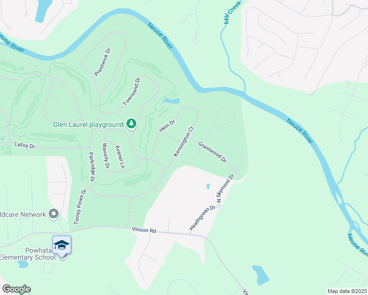 map of restaurants, bars, coffee shops, grocery stores, and more near 128 Kensington Court in Clayton