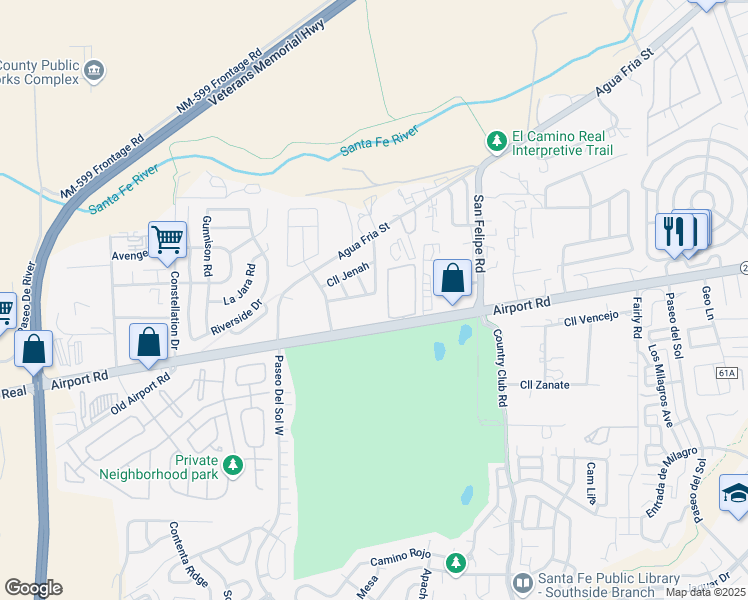 map of restaurants, bars, coffee shops, grocery stores, and more near 3941 Camino Vista Verde in Santa Fe