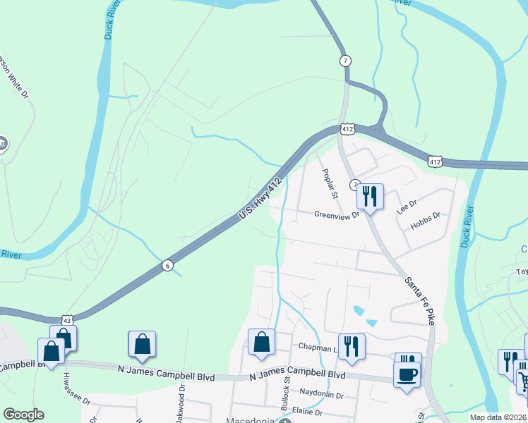 map of restaurants, bars, coffee shops, grocery stores, and more near 303 Greenview Drive in Columbia