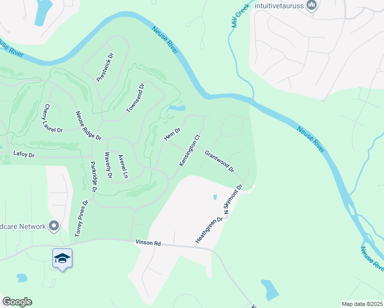 map of restaurants, bars, coffee shops, grocery stores, and more near 132 Kensington Court in Clayton