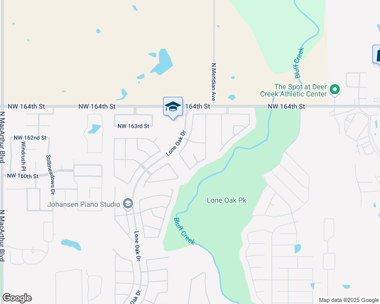 map of restaurants, bars, coffee shops, grocery stores, and more near 4616 Northwest 162nd Court in Edmond