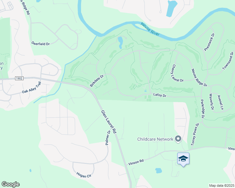 map of restaurants, bars, coffee shops, grocery stores, and more near 903 Birkdale Drive in Clayton