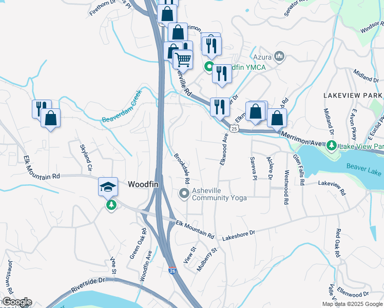 map of restaurants, bars, coffee shops, grocery stores, and more near 78 Pelzer Street in Asheville
