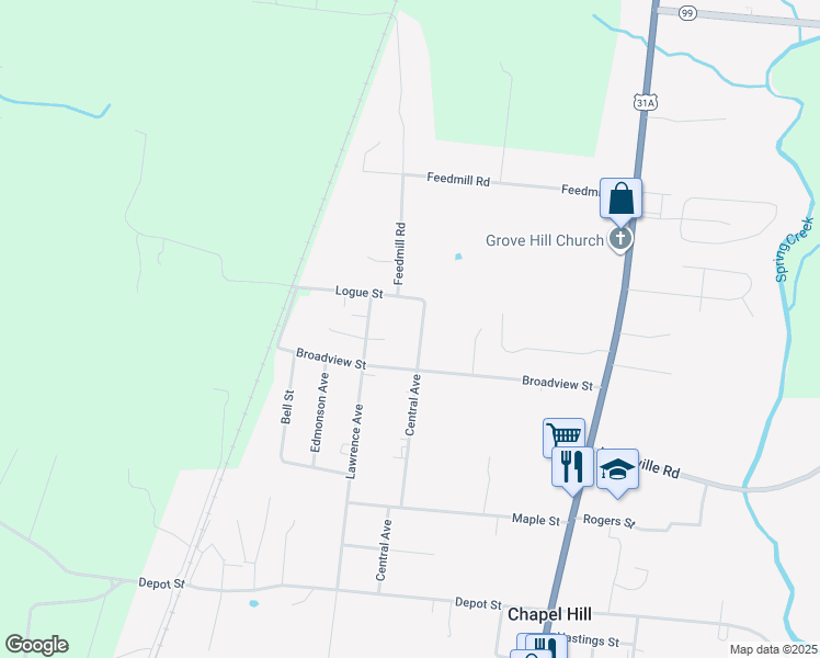 map of restaurants, bars, coffee shops, grocery stores, and more near 511 Central Avenue in Chapel Hill