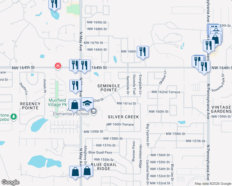 map of restaurants, bars, coffee shops, grocery stores, and more near 16221 Sugar Loaf Drive in Edmond