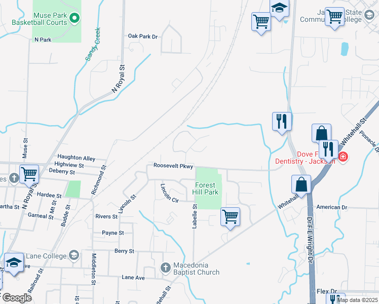 map of restaurants, bars, coffee shops, grocery stores, and more near 30 Carver Avenue in Jackson