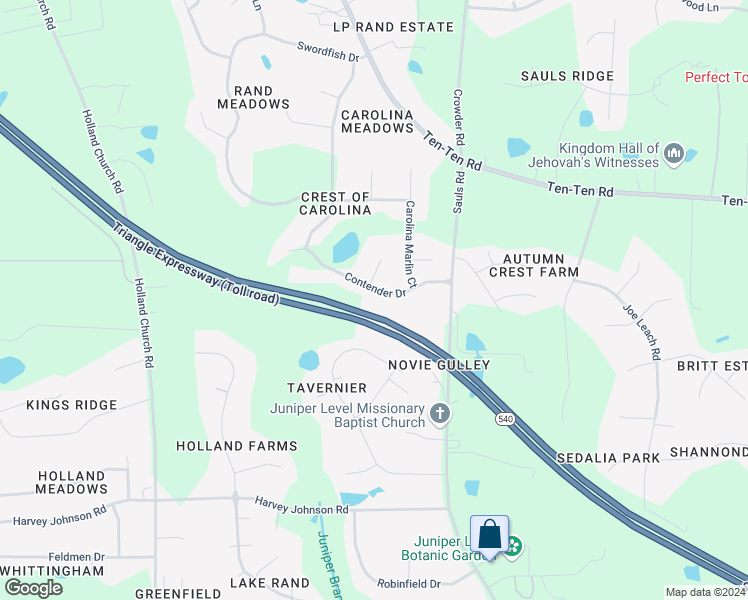 map of restaurants, bars, coffee shops, grocery stores, and more near 5004 Contender Drive in Raleigh