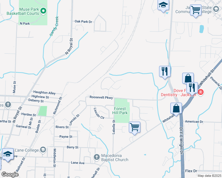 map of restaurants, bars, coffee shops, grocery stores, and more near 30 Carver Avenue in Jackson