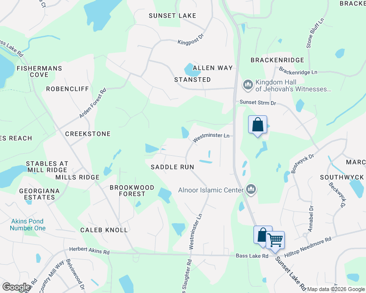map of restaurants, bars, coffee shops, grocery stores, and more near 5116 Westminster Lane in Fuquay-Varina