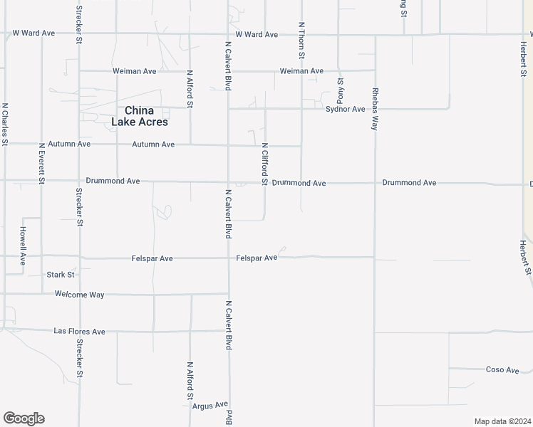 map of restaurants, bars, coffee shops, grocery stores, and more near North Clifford Street in China Lake Acres