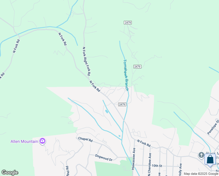 map of restaurants, bars, coffee shops, grocery stores, and more near 360 North Fork Road in Black Mountain