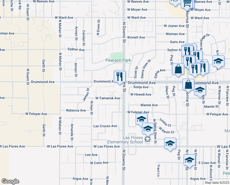 map of restaurants, bars, coffee shops, grocery stores, and more near 816 Capehart Court in Ridgecrest