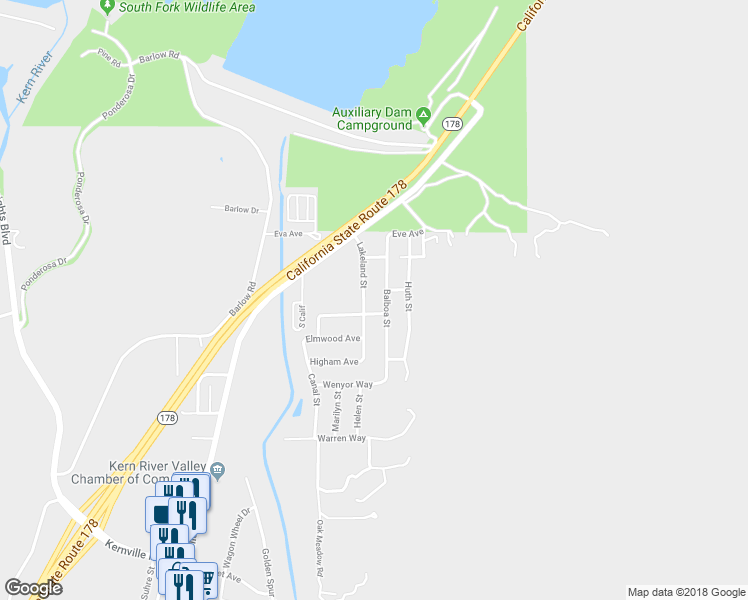 map of restaurants, bars, coffee shops, grocery stores, and more near 4308 Lakeland Street in Lake Isabella