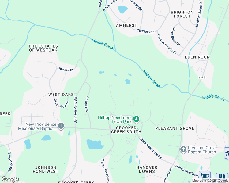 map of restaurants, bars, coffee shops, grocery stores, and more near 5421 Brushy Meadows Drive in Fuquay-Varina