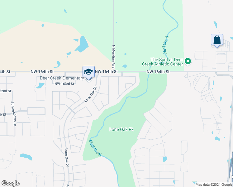 map of restaurants, bars, coffee shops, grocery stores, and more near 16309 Old Elm Lane in Edmond