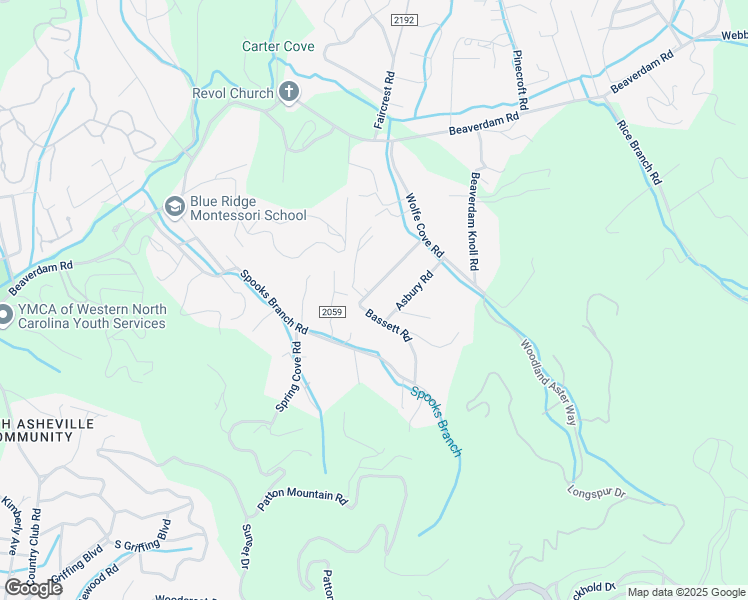map of restaurants, bars, coffee shops, grocery stores, and more near 30 Bassett Road in Asheville