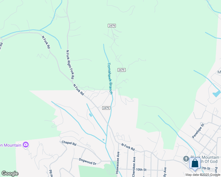 map of restaurants, bars, coffee shops, grocery stores, and more near 5 Ridge Hill Road in Black Mountain