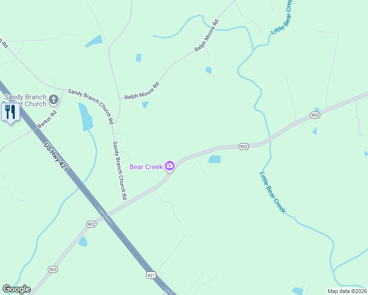 map of restaurants, bars, coffee shops, grocery stores, and more near 12720 North Carolina 902 in Bear Creek