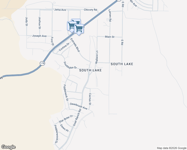 map of restaurants, bars, coffee shops, grocery stores, and more near 4312 Goat Ranch Road in Lake Isabella