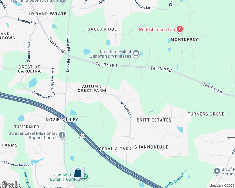 map of restaurants, bars, coffee shops, grocery stores, and more near 9921 Joe Leach Road in Raleigh