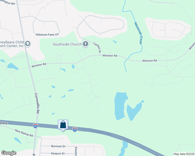 map of restaurants, bars, coffee shops, grocery stores, and more near 117 White Oak Court in Clayton