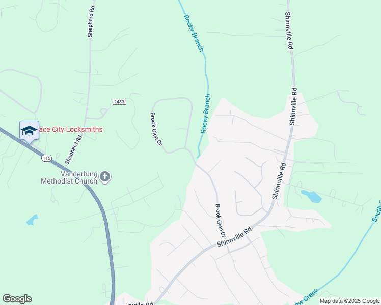 map of restaurants, bars, coffee shops, grocery stores, and more near Brook Glen Drive in Mooresville
