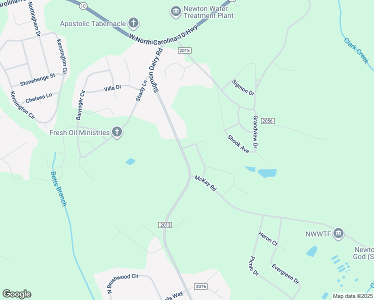 map of restaurants, bars, coffee shops, grocery stores, and more near 1900 Sigmon Dairy Road in Newton