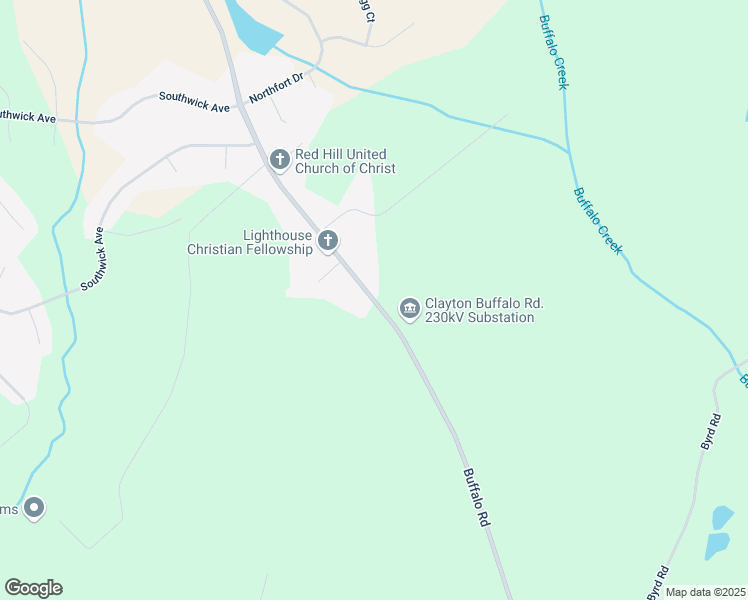 map of restaurants, bars, coffee shops, grocery stores, and more near Buffalo Road in Johnston County
