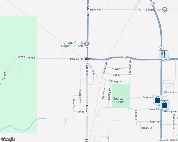 map of restaurants, bars, coffee shops, grocery stores, and more near 3400 Arkansas 17 in Newport