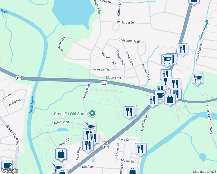map of restaurants, bars, coffee shops, grocery stores, and more near 701 Dallas Drive in Columbia
