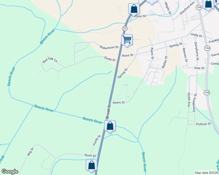 map of restaurants, bars, coffee shops, grocery stores, and more near 525 South Broad Street in Lexington