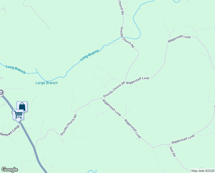 map of restaurants, bars, coffee shops, grocery stores, and more near 937 Drucilla Church Road in Nebo