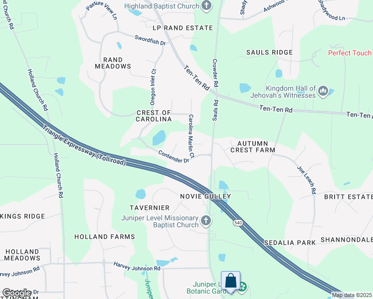 map of restaurants, bars, coffee shops, grocery stores, and more near 8928 Carolina Marlin Court in Raleigh