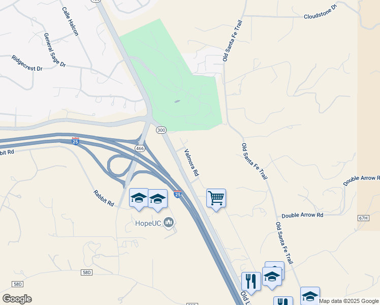 map of restaurants, bars, coffee shops, grocery stores, and more near 3715 Valmora Road in Santa Fe