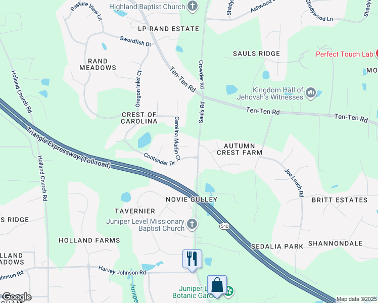 map of restaurants, bars, coffee shops, grocery stores, and more near 4812 Kure Court in Raleigh