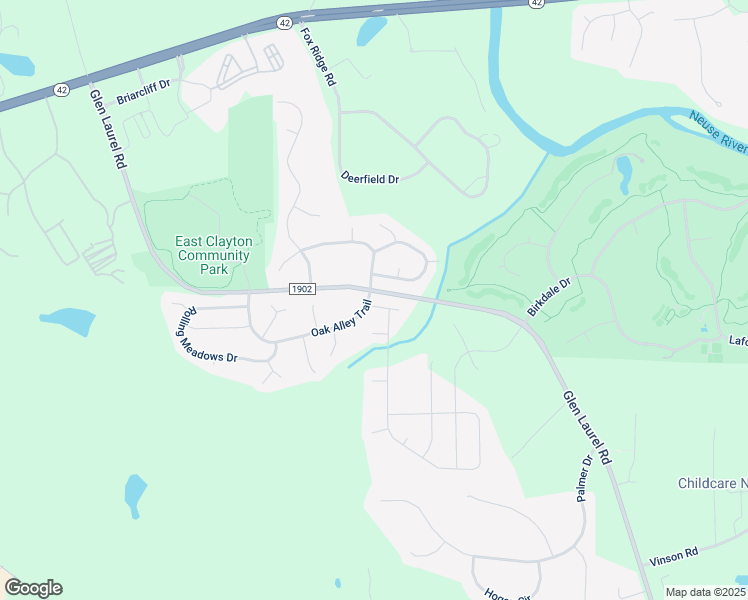 map of restaurants, bars, coffee shops, grocery stores, and more near 17 Sugarbush Court in Clayton