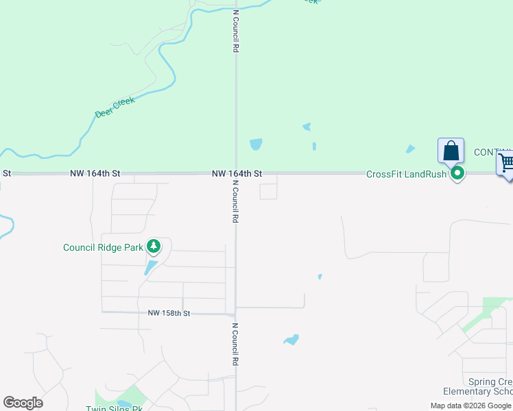 map of restaurants, bars, coffee shops, grocery stores, and more near 15908 North Council Road in Edmond