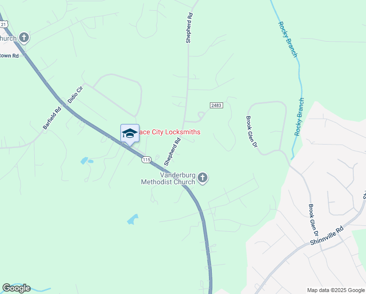 map of restaurants, bars, coffee shops, grocery stores, and more near 138 Shepherd Road in Mooresville