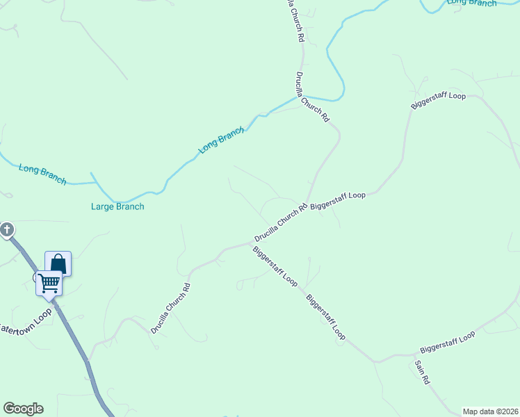 map of restaurants, bars, coffee shops, grocery stores, and more near 937 Drucilla Church Road in Nebo