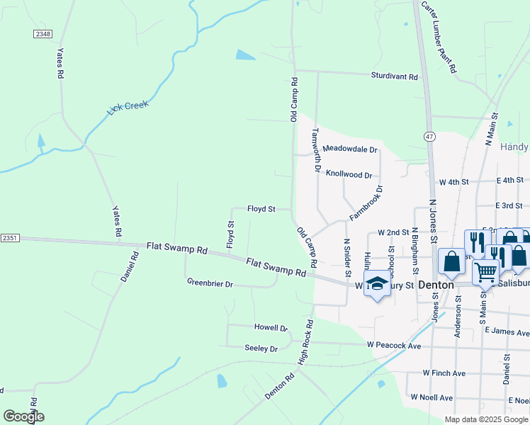 map of restaurants, bars, coffee shops, grocery stores, and more near 376 Floyd Street in Denton