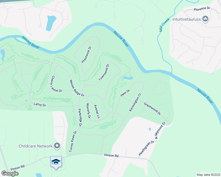 map of restaurants, bars, coffee shops, grocery stores, and more near 233 Townsend Drive in Clayton