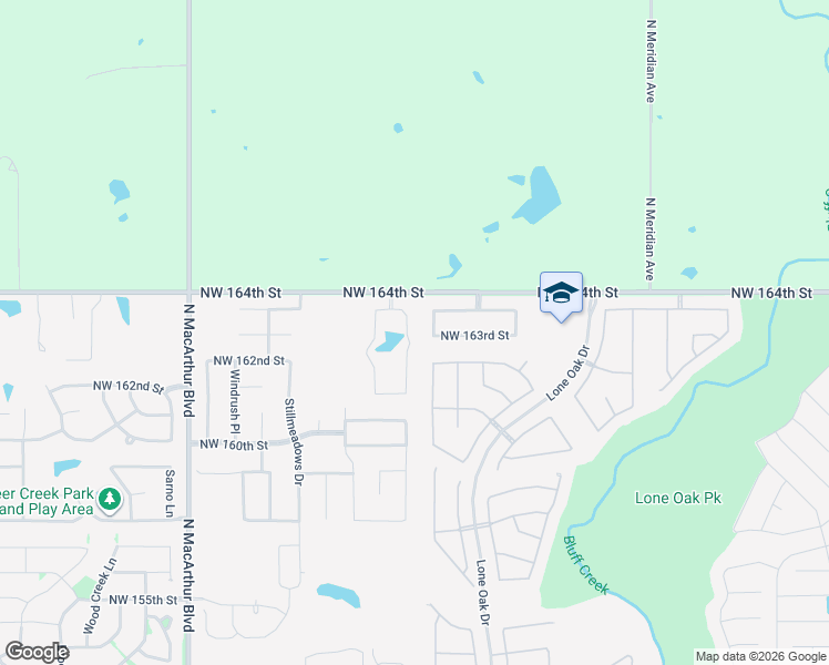 map of restaurants, bars, coffee shops, grocery stores, and more near 16404 Monarch Ridge Boulevard in Edmond