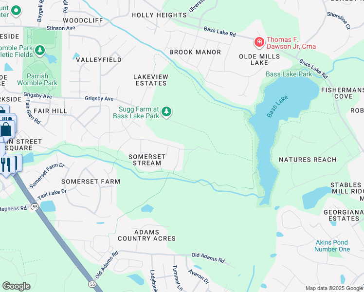 map of restaurants, bars, coffee shops, grocery stores, and more near 516 Eno Drive in Holly Springs